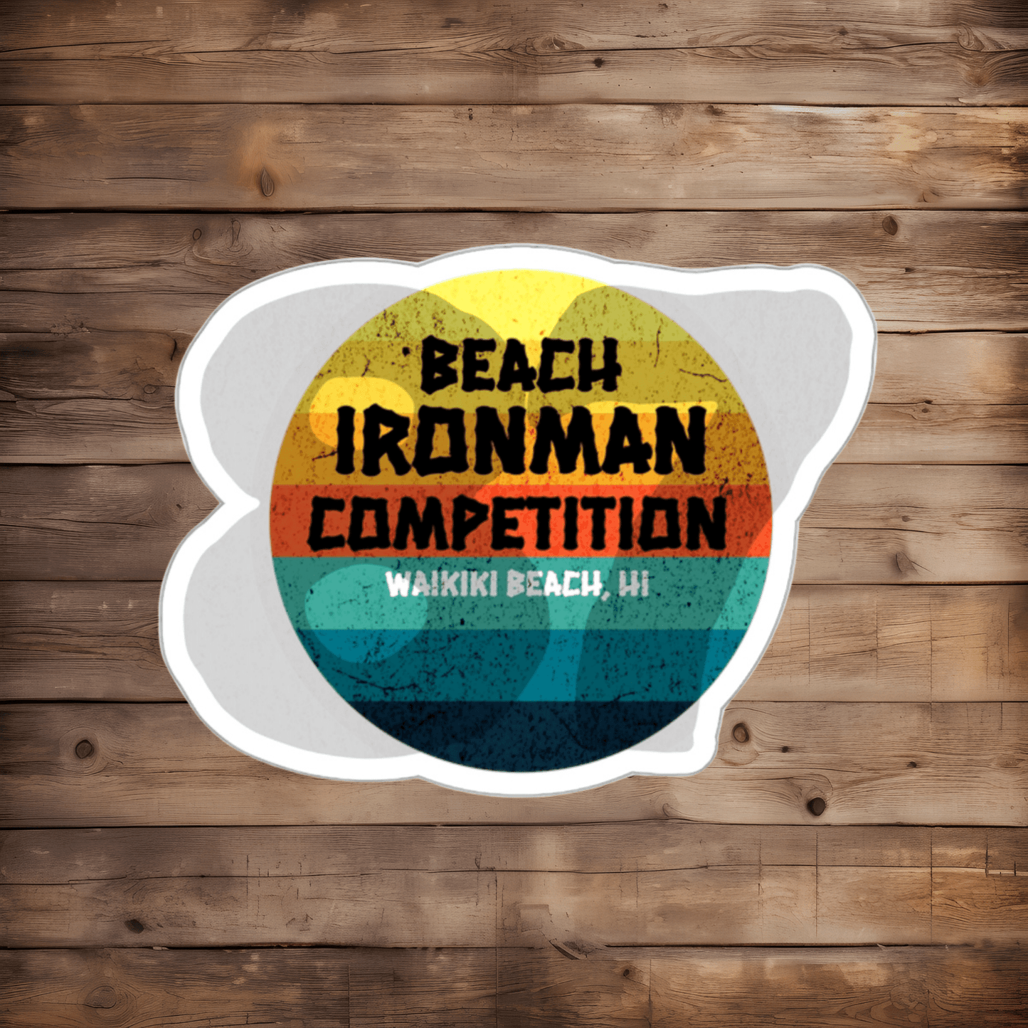 DIE CUT STICKER: BEACH IRONMAN COMPETITION