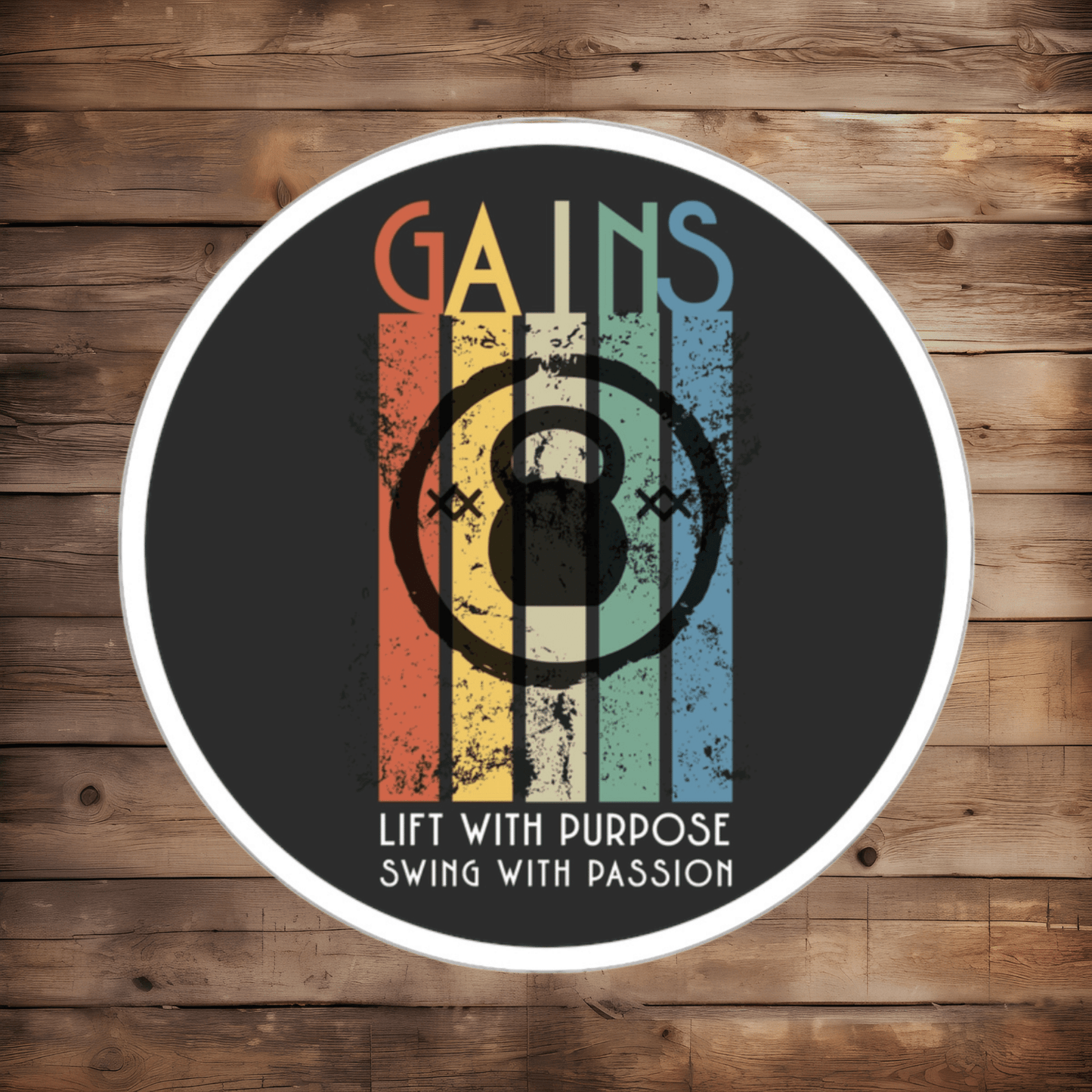 DIE CUT STICKER: LIFT WITH PURPOSE SWING WITH PASSION